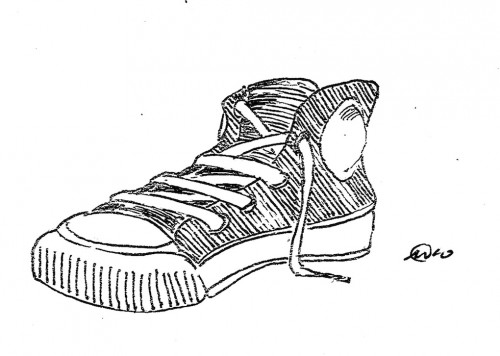 Schuh eines Ruderers - Skizze von Martin Teigland